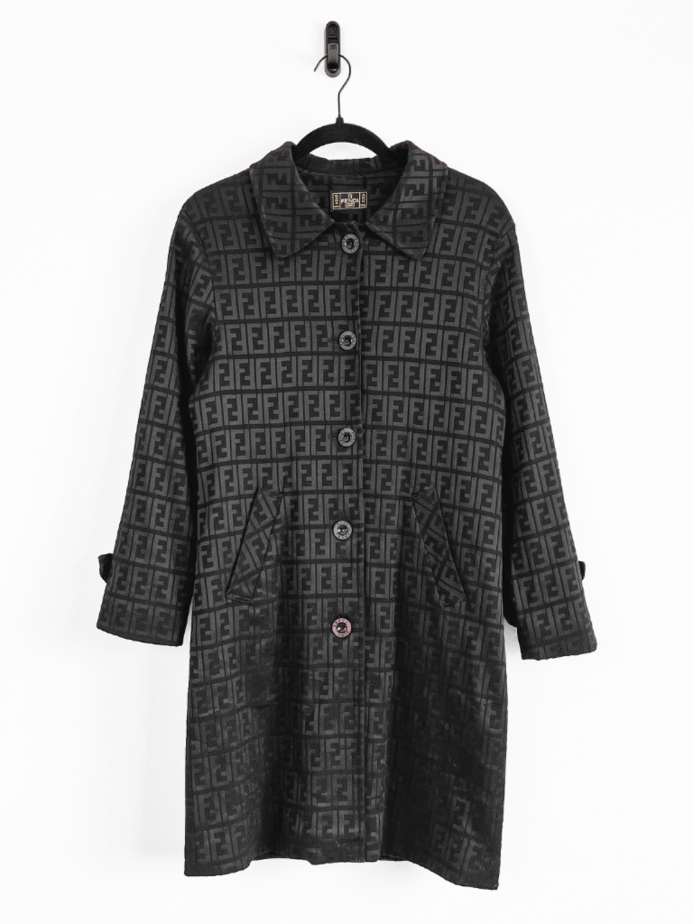 Super Rare Vintage 90’s Fendi Zucca Logo Long Coat Made In Italy